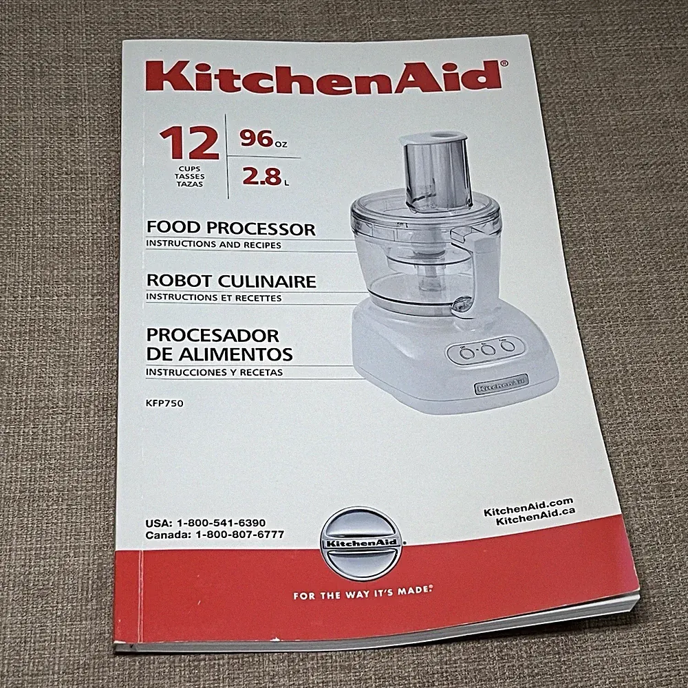 KitchenAid Food Processor KFP750 12 Cup Manual Instructions Booklet How To Use