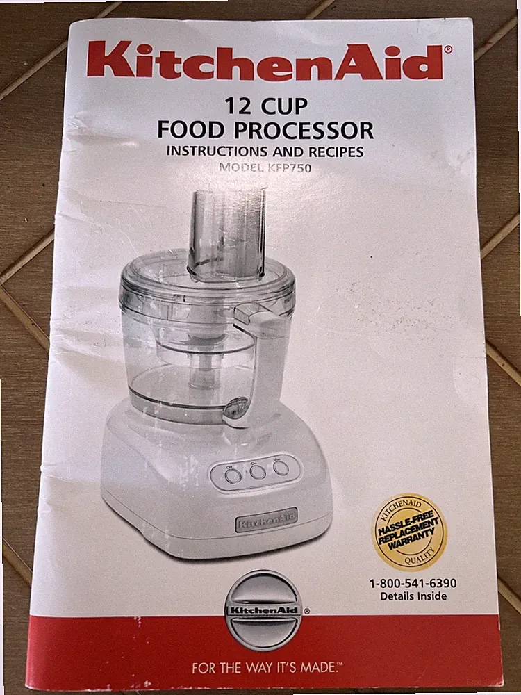 KitchenAid Food Processor KFP750 12 Cup Manual Instructions Used Good Condition