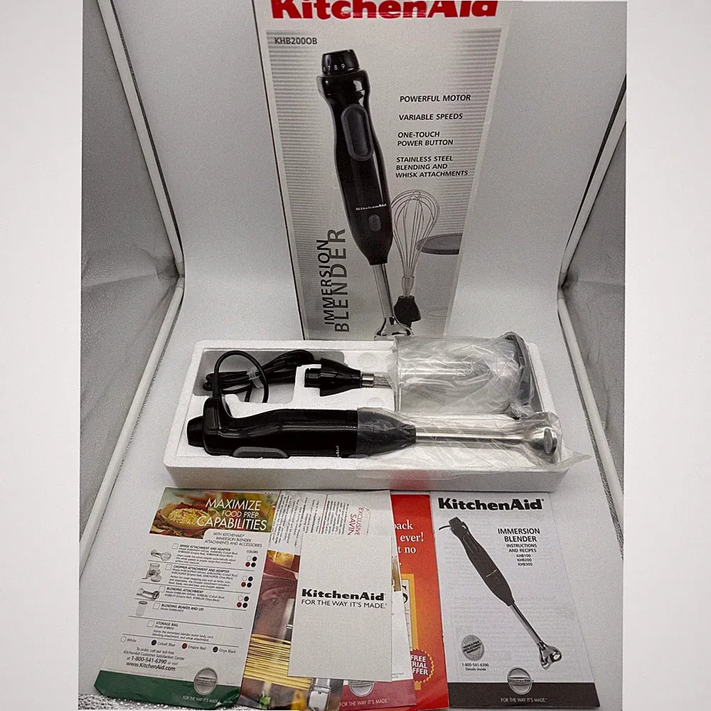 KitchenAid Immersion Blender Onyx Black Handheld Mixer with Attachments OPEN BOX