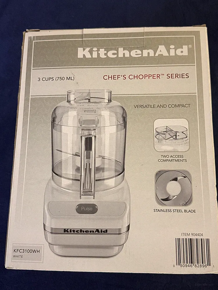 KitchenAid KFC3100 White 3 Cup Mini Food Processor Chopper w/Scraper -- NEW NIB
