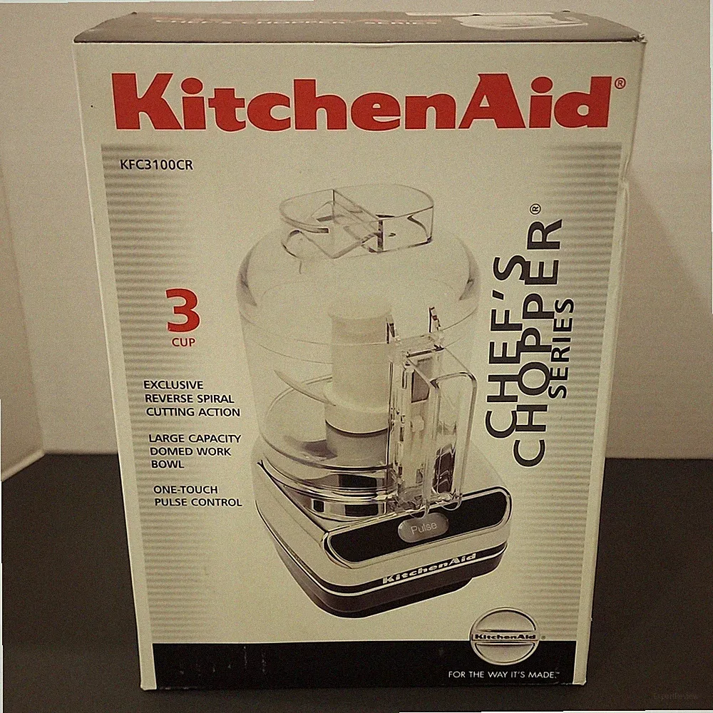 KitchenAid KFC3100CR Mini Food Processor 3 Cup, Dishwasher Safe Chrome color NIB