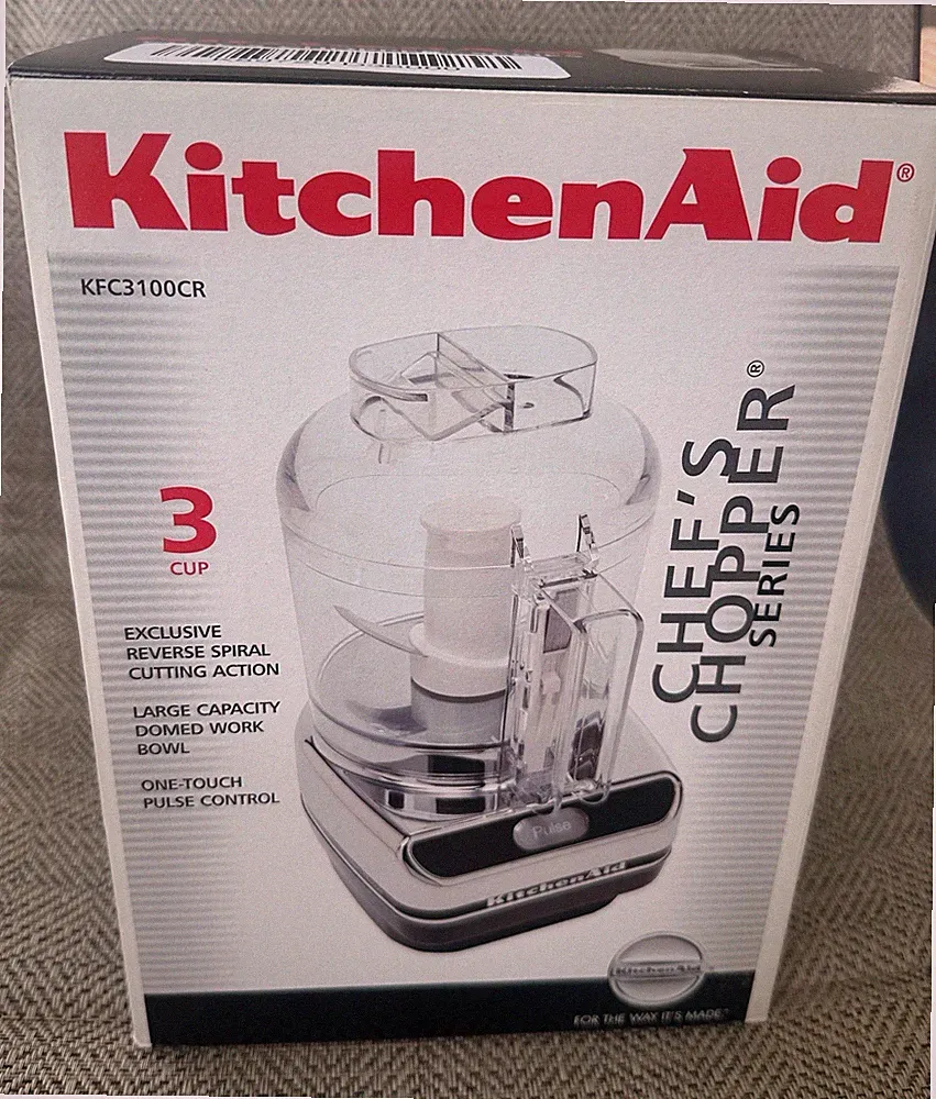 KitchenAid KFC3100CR Mini Food Processor 3 Cup Dishwasher Safe Chrome NEW