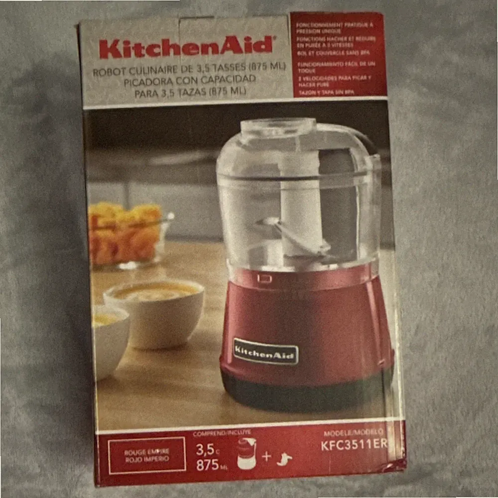 KitchenAid KFC3511ER Electric Food Chopper Red 3.5 Cup Push Function Bowl