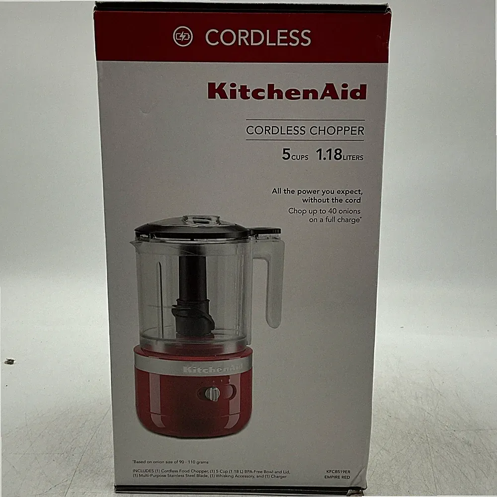 KitchenAid KFCB519ER Cordless Food Chopper Processor, Empire Red New