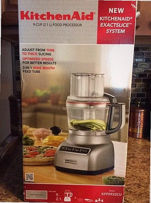 KitchenAid KFP0922CU Silver 9-cup Food Processor Exactslice System Rare NIB