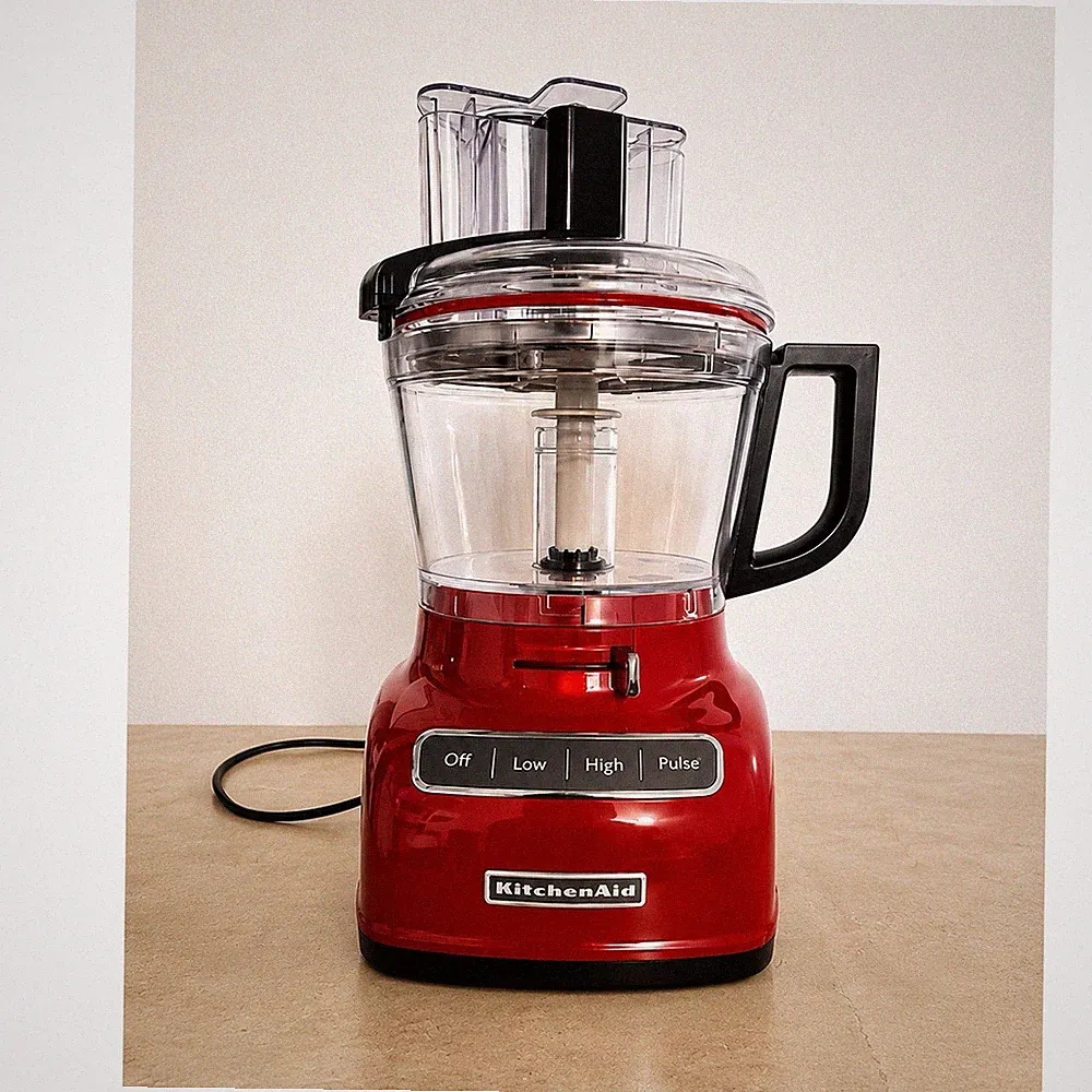 KitchenAid Red Full-Size Food Processor, 2-Speed Pulse, Bowl/Lid/Pusher