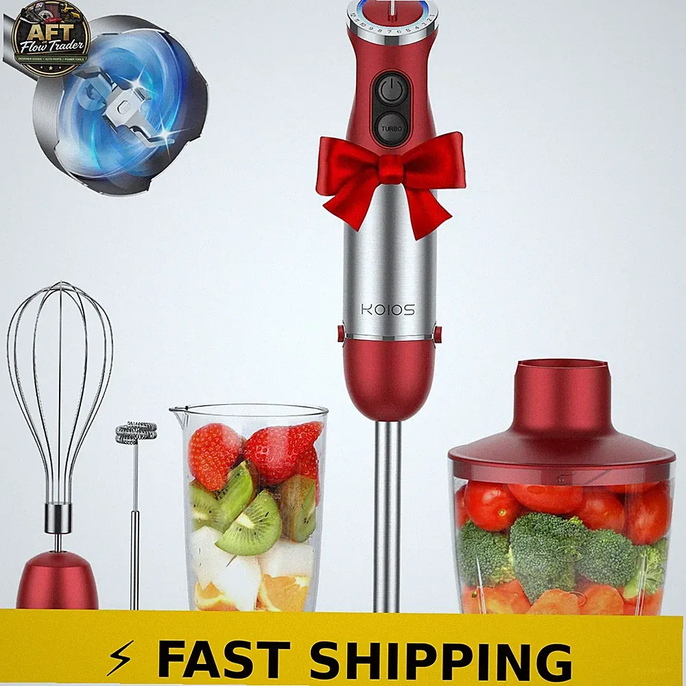 KOIOS 5-in-1 Hand Immersion Blender, 1000W, Red
