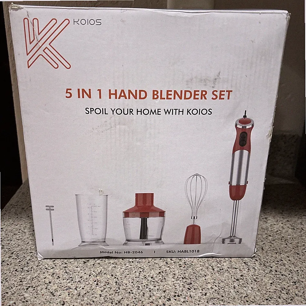 KOIOS 5-in 1 Hand Immersion Blender Model HB- 2046 12 Speed Blender BPA-Free Red