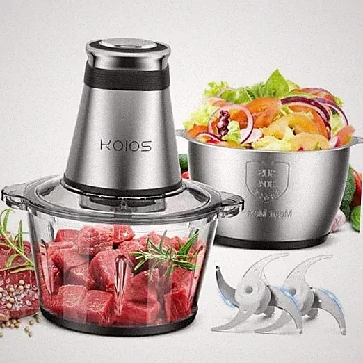 KOIOS Food Processor, 500W Electric Food Chopper with 2 Bowls (8 Cup+8 Black