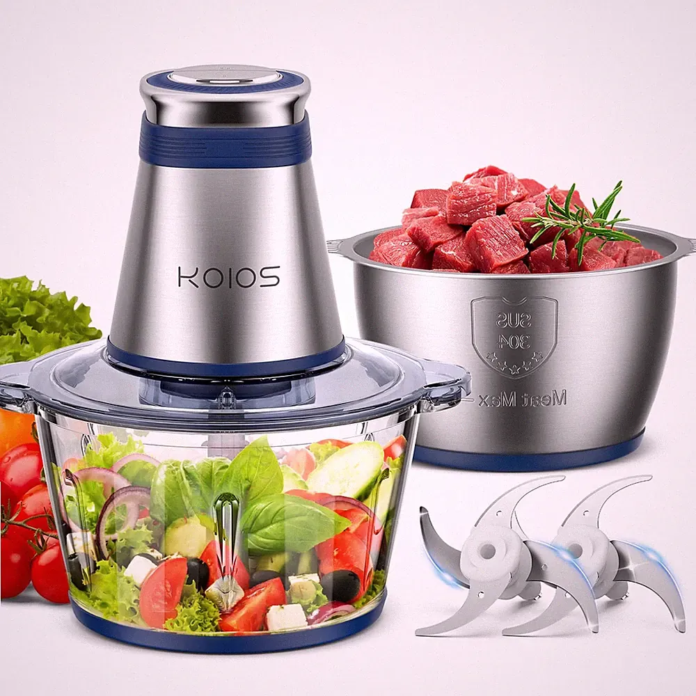 KOIOS Food Processor, 500W Electric Food Chopper with 2 Bowls 8 Cup+8 Cup & 2...