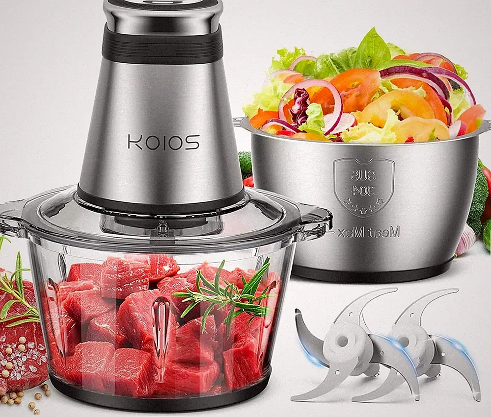 KOIOS Food Processor, 500W Electric Food Chopper with 2 Bowls (8 Cup+8 Cup)