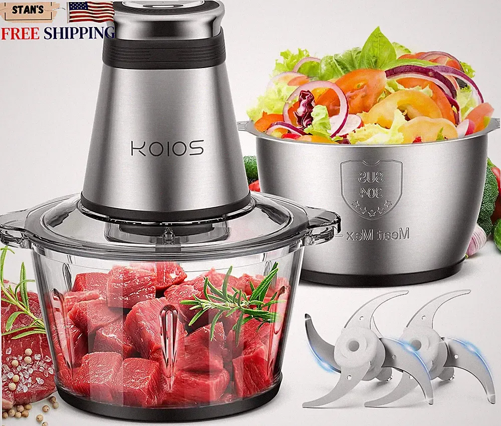 KOIOS Food Processor, 500W Electric Food Chopper with 2 Bowls 8 Cup+8 Cup NEW