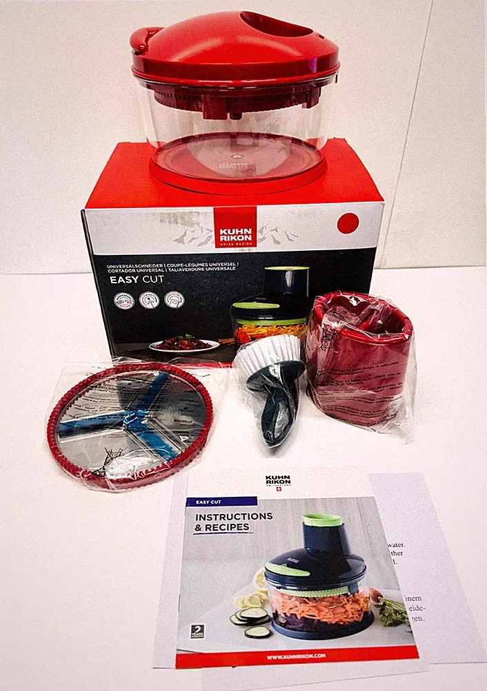 Kuhn Rikon 27415 Easy Cut Hand-powered Food Processor 4 Cup BPA Free New RED