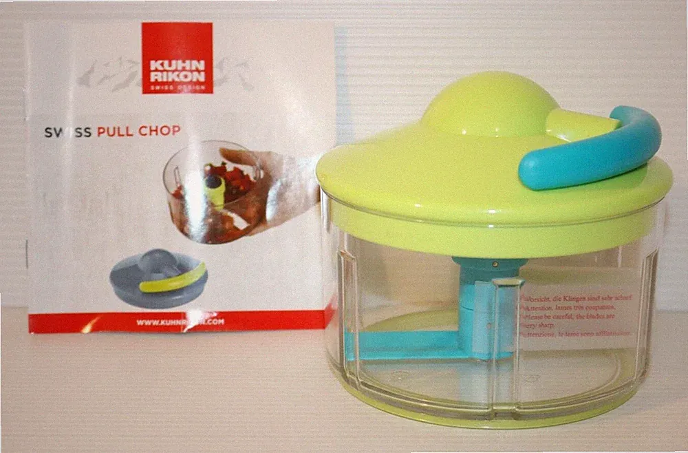 KUHN RIKON SWISS PULL CHOP, Manual Food Processor with Pull Cord, Green, New