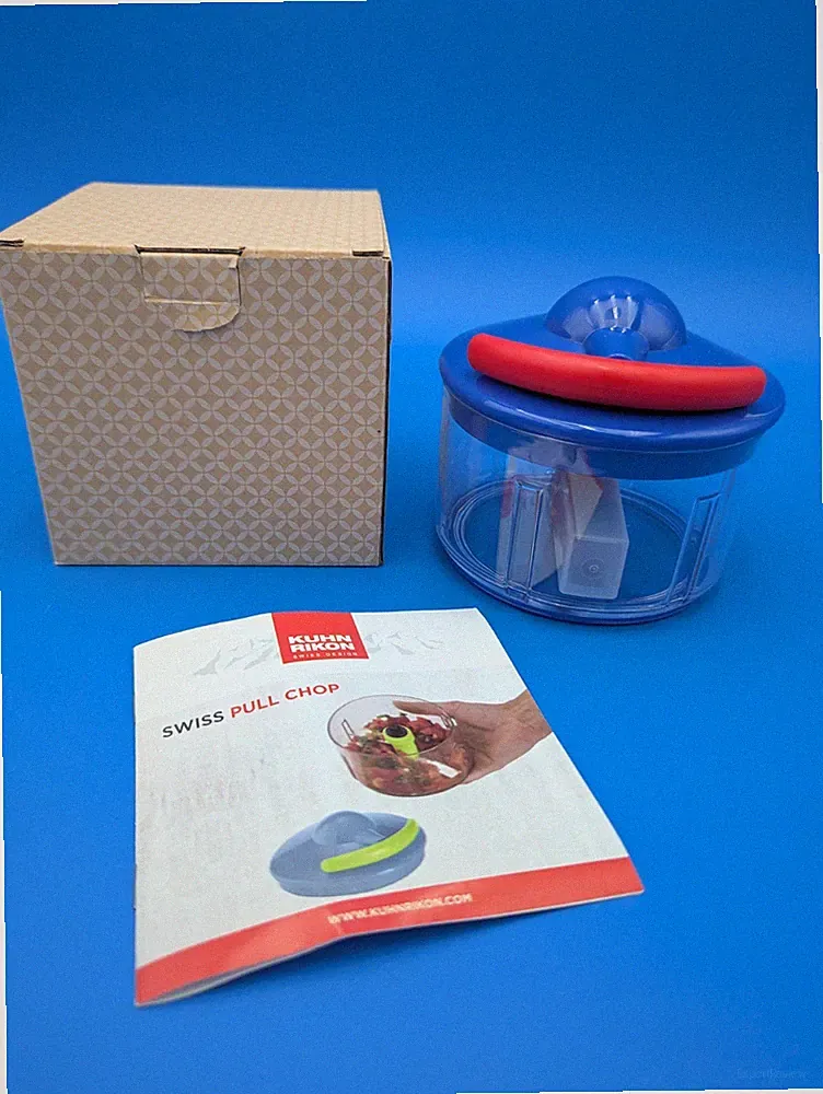 Kuhn Rikon Swiss Pull Chop/Manual Food Processor with Pull Cord Red Or Blue Box