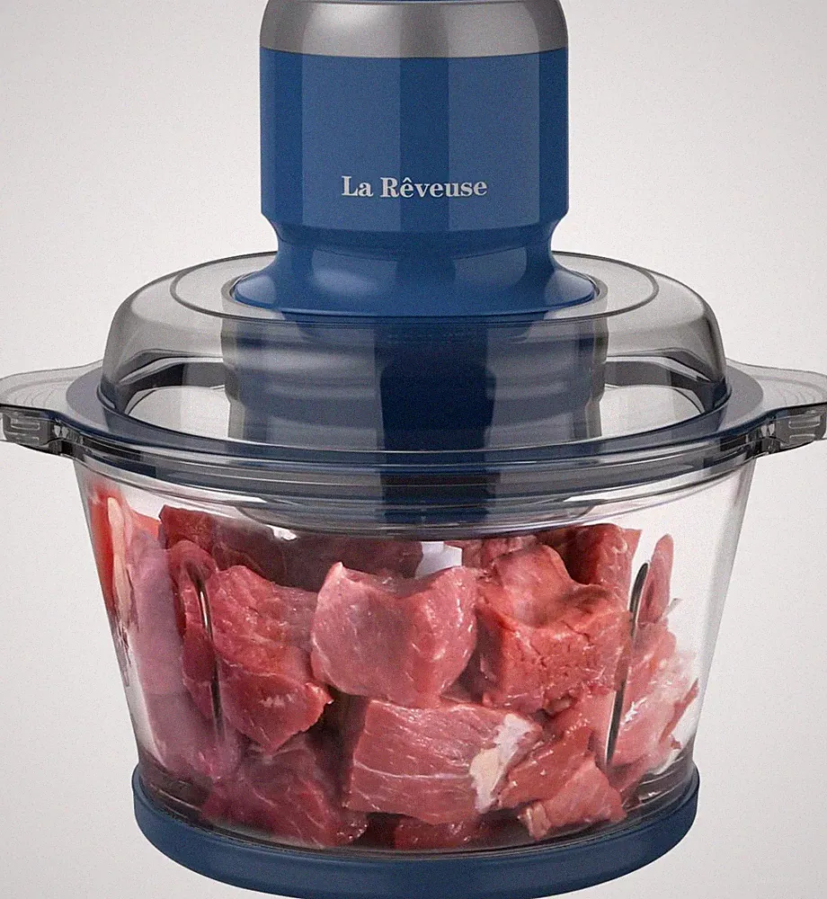 La Reveuse Electric Food Processor, 7-Cup Food Chopper Glass Bowl, Blue | for Ch