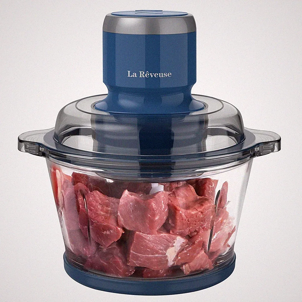 La Reveuse Electric Food Processor, 7Cup Food Chopper Glass Bowl, Blue