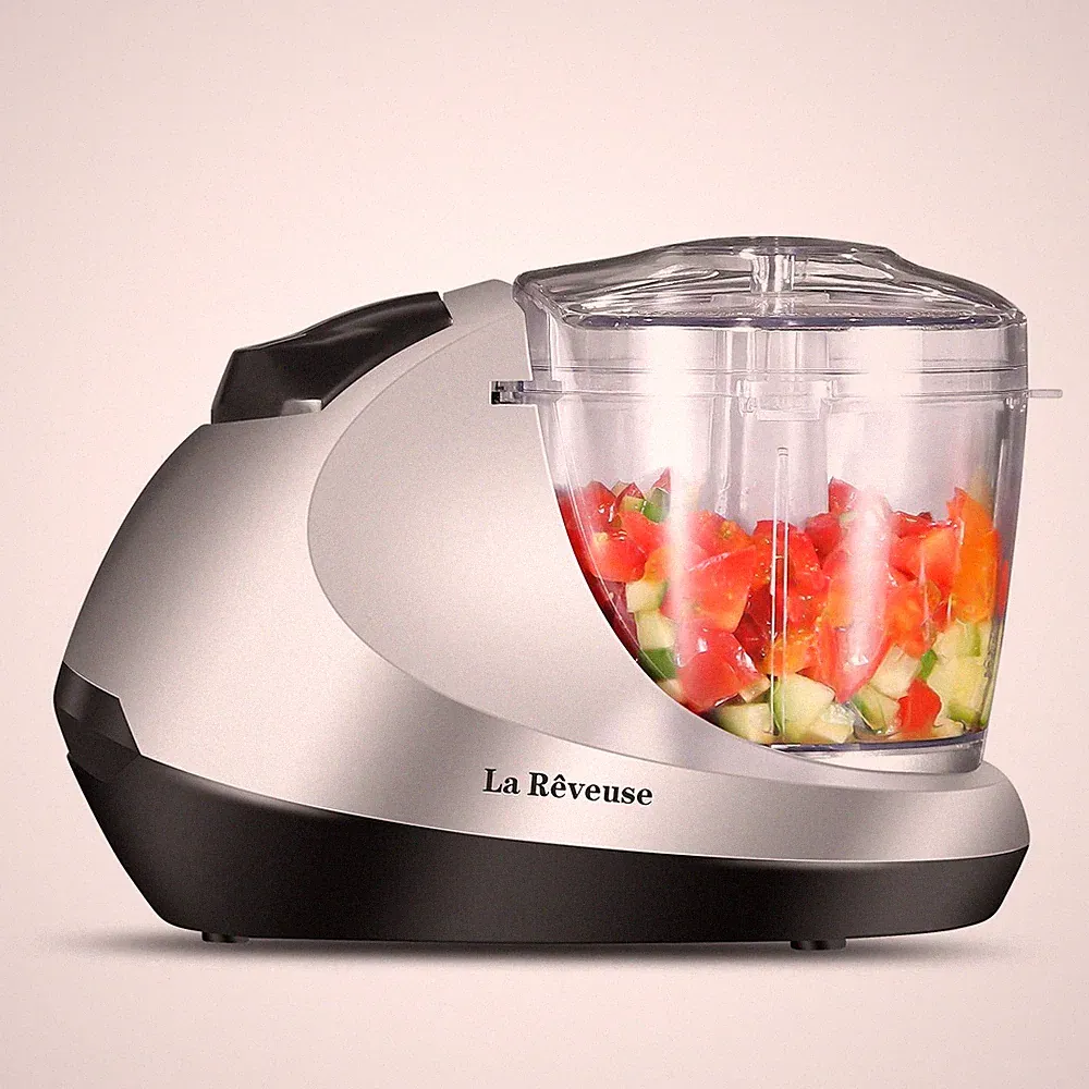 La Reveuse Electric Mini Food Chopper Vegetable Fruit Cutter 100 Watt, Silver
