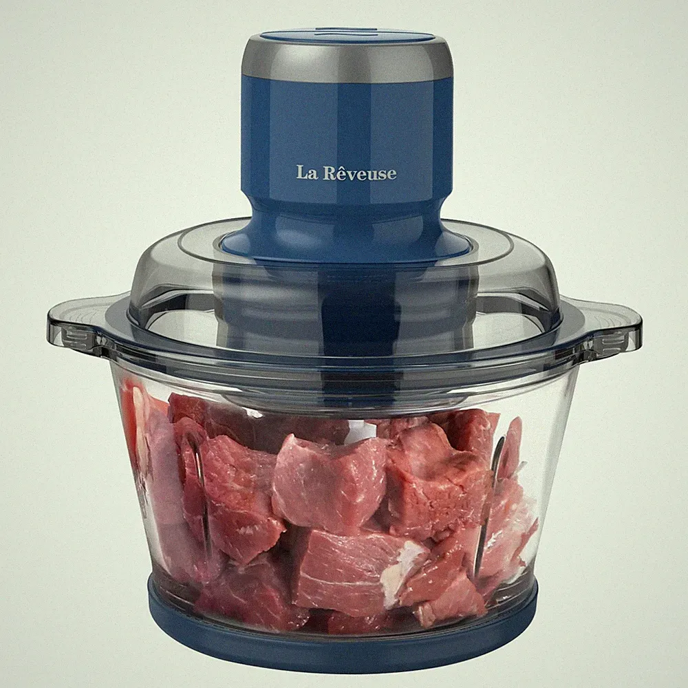 La Reveuse LARB4016 7-Cup Glass Bowl Food Processor 300W Chopper Whisk Blue