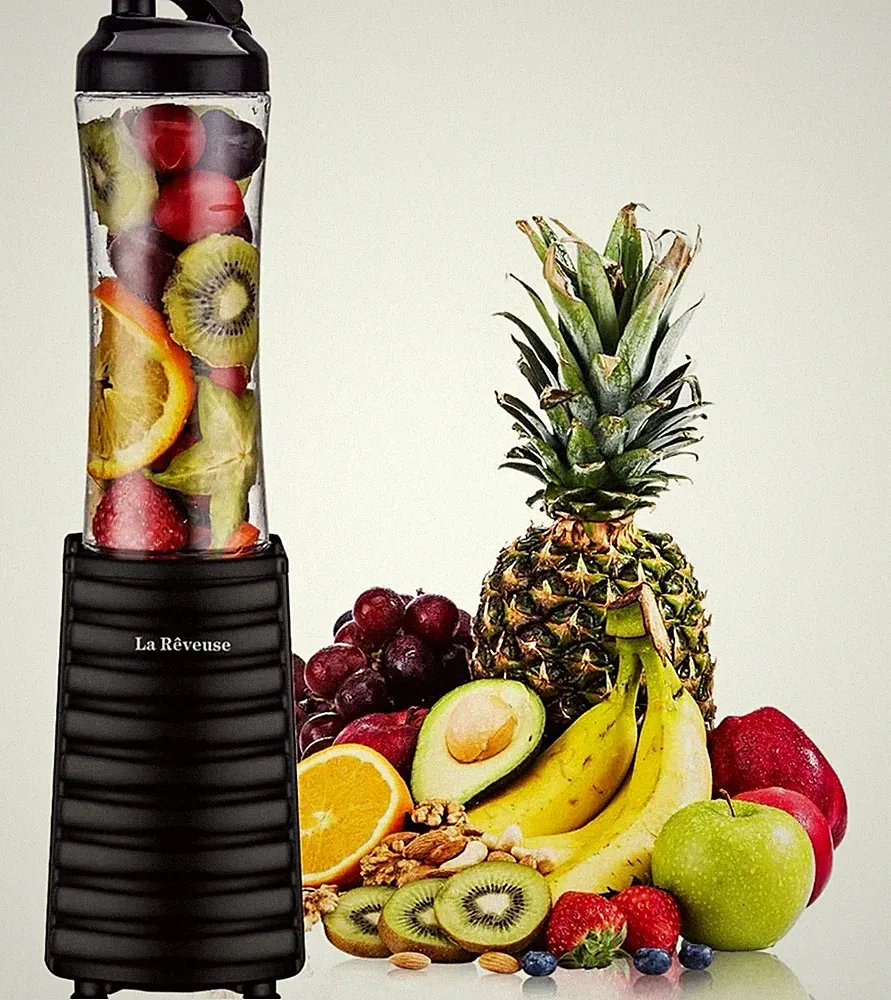 La Reveuse Personal Blender 18oz 300W Portable Smoothie Maker Black Base Lid
