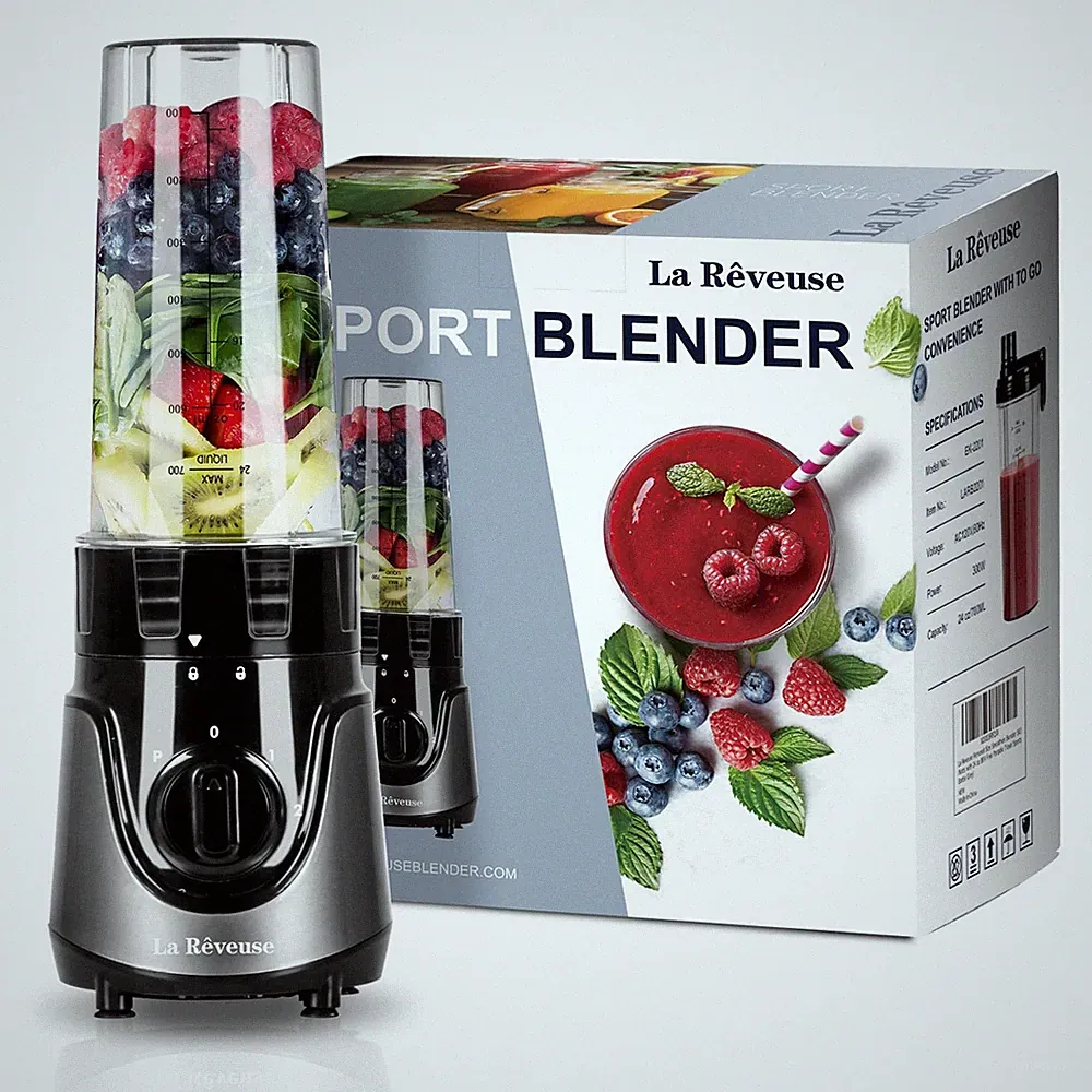 La Reveuse Personal Size Smoothies Blender 300 Watts with 24 oz BPA-Free Portabl