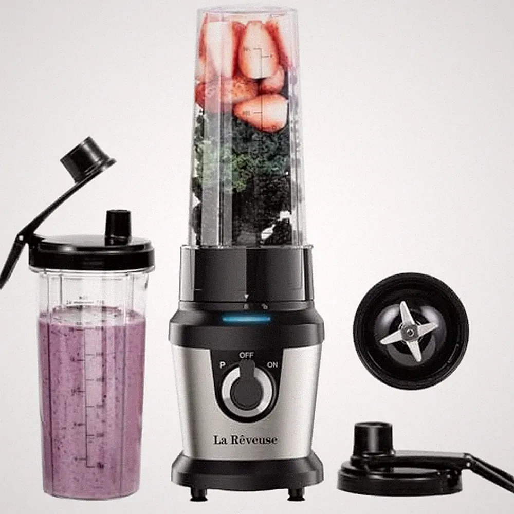 La Reveuse Smoothie Blender with 2 x 24oz To-Go Cups, 400W, Stainless Steel