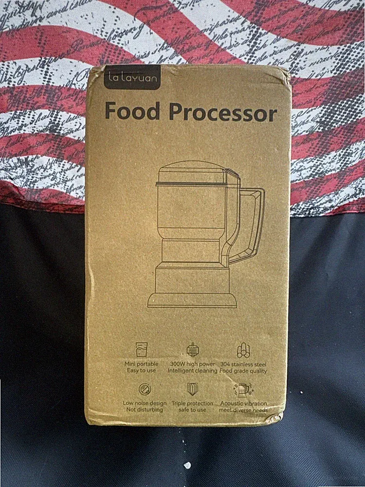 LaLayuan Mini Food Processor 300W Stainless Steel, Low Noise, Easy to Use, Chop