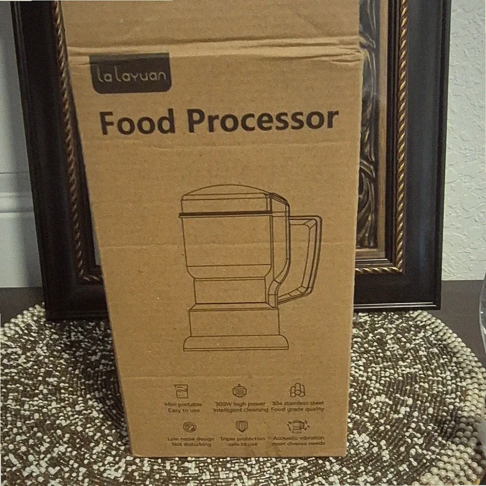 LaLayuan Mini Food Processor 300W Stainless Steel, Low Noise, Easy to Use, Chop