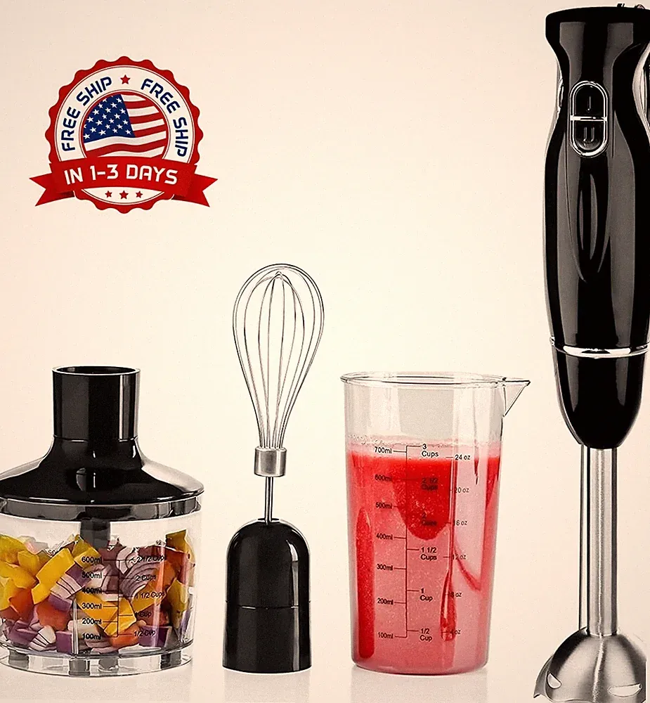 Licuadora De Mano Manual Portable Personal Juego Accesorios Cocina 4in1 Potente