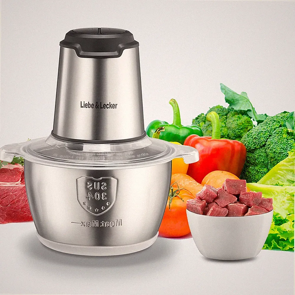 Liebe&Lecker Electric Food Chopper 350W Food Processor with 8 Cup Bowl Stainless