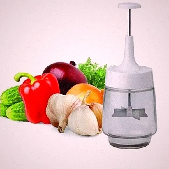 Lifetime Brands Glass Food Chopper 2 Cup 16 OZ Manual Stainless Blades Clear NWT