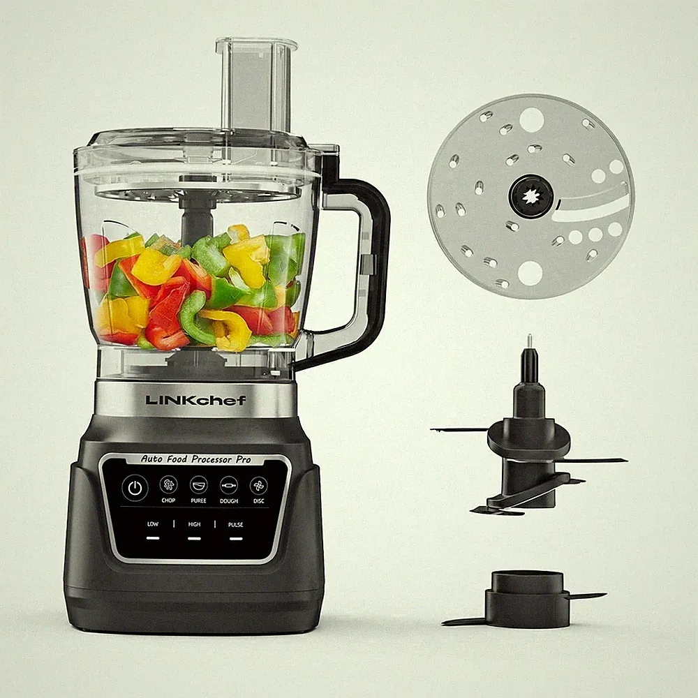 LINKChef Food Processor, 1000W All-Copper Motor, 9-Cup BPA-Free Bowl, 4 Presets