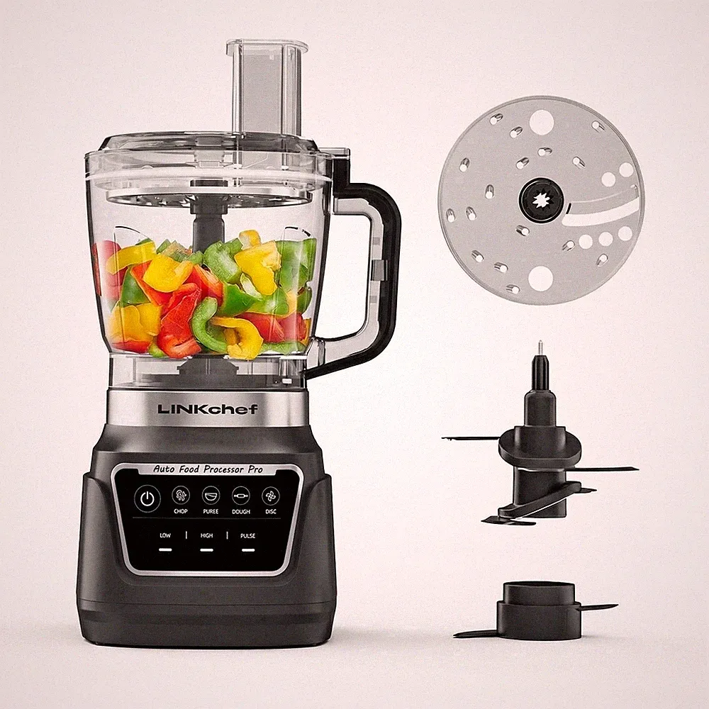 LINKChef Food Processor, 1000W All-Copper Motor, 9-Cup BPA-Free Bowl, 4 Presets