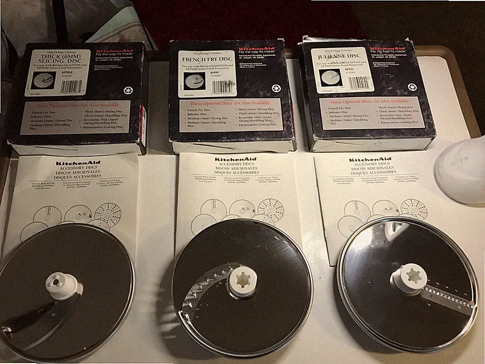 LOT OF 3 KitchenAid Food Processor Discs Thick 6MM Shredding Julienne French Fry