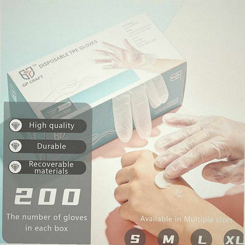 M / L Size Clear TPE Food Service Disposable Gloves Powder Free 200 400pcs