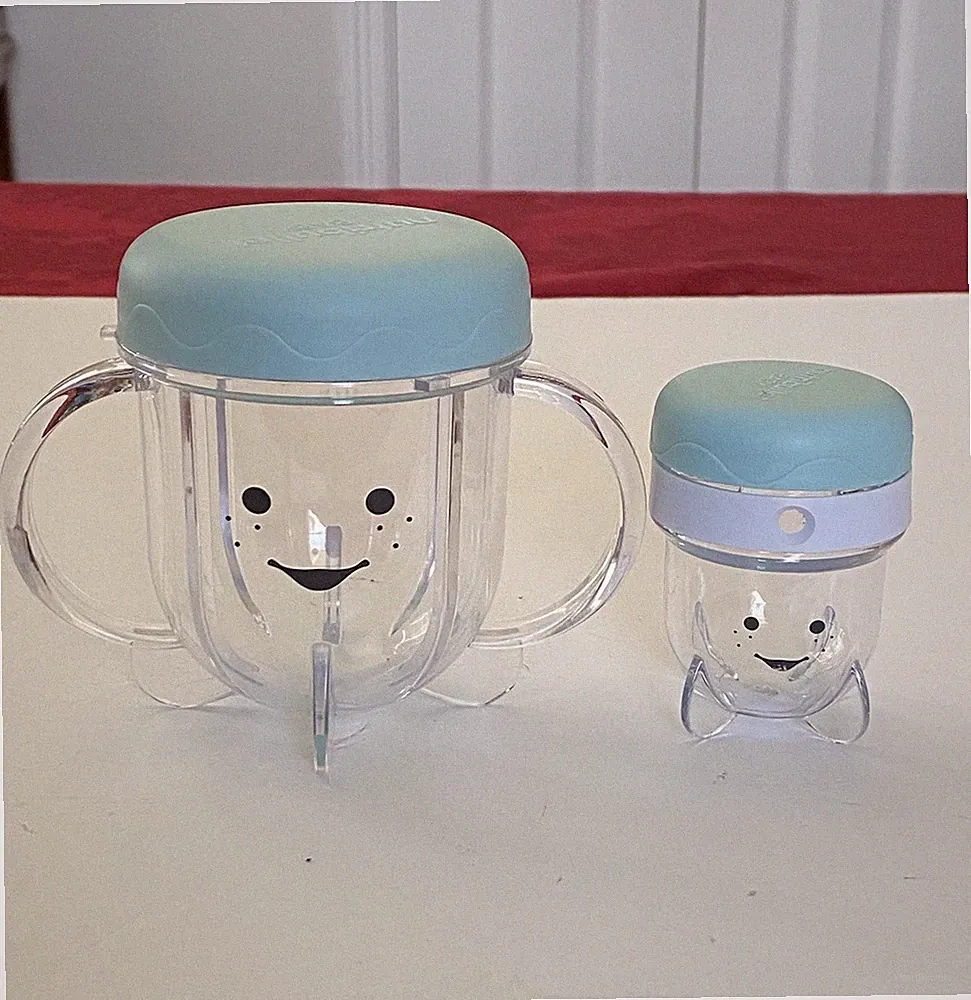 MAGIC BABY BULLET Food Blender Processor Short Cup Blue w/Lid & Container Pod