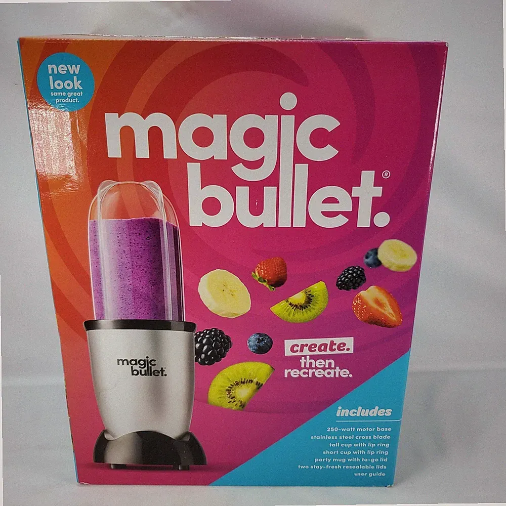 Magic Bullet Personal Blender Silver MBR-1101 11 Piece Set 250W NEW