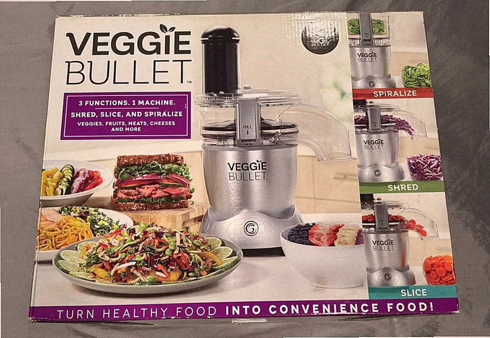 Magic Bullet Veggie Bullet VB-1001 Food Processor Slicer Shredder Spiralizer NEW