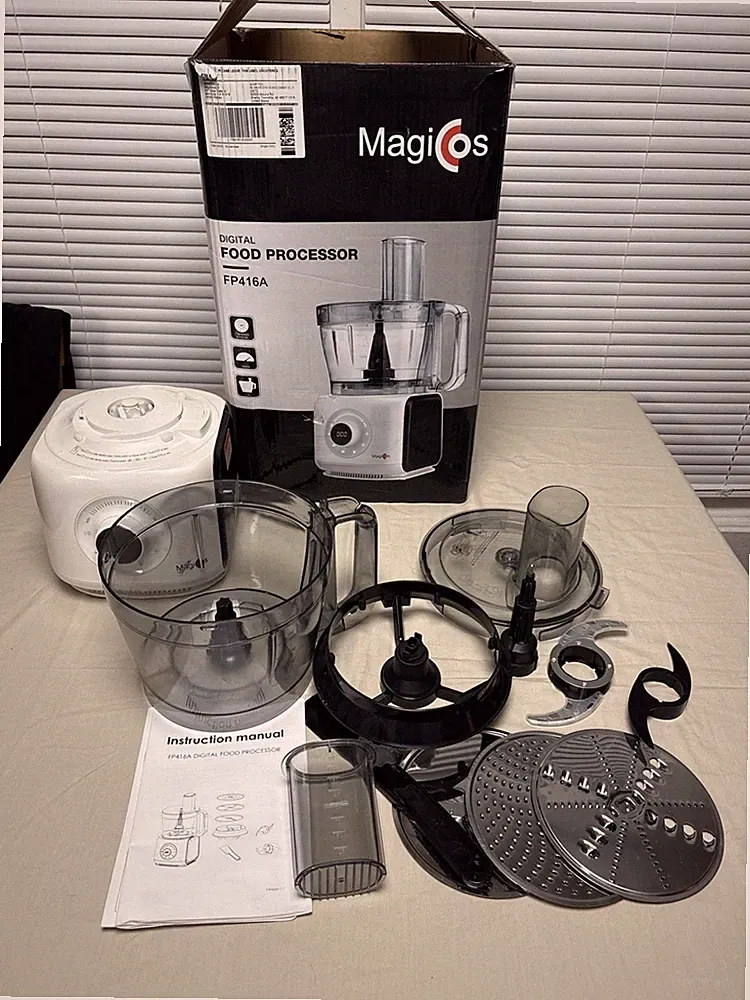 Magiccos FP416A 14 Cup Capacity Digital Food Processor White Black