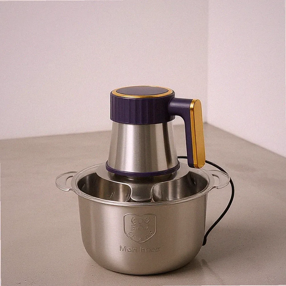 Man Inox Electric Food Processor Stainless Steel Bowl Silver