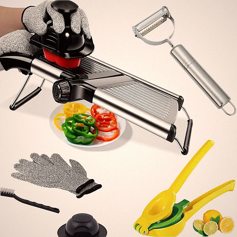 Mandoline Slicer for Kitchen Stainless Steel Food Chopper with Adjustable Blades