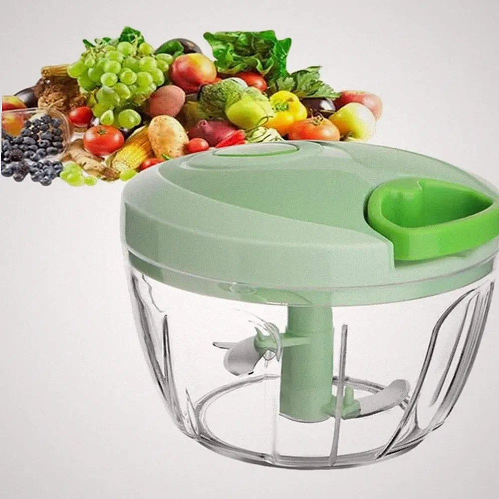 Manual Food Chopper Vegetable Cutter with Container Pull String for Salad Garlic