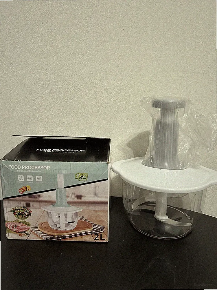 Manual Food Processor 2L White Gray Plastic Chopper for Vegetables Fruit