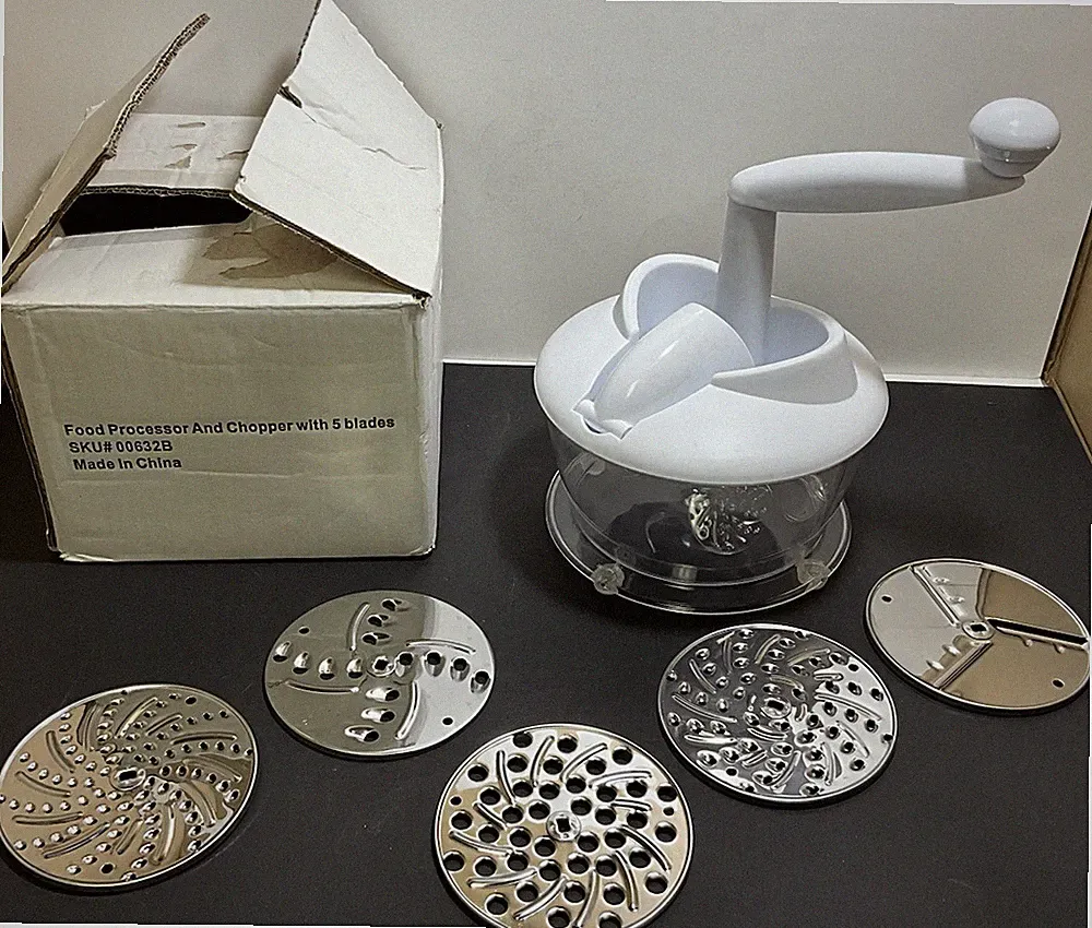 Manual Food Processor and Chopper 5 Blades SKU#00632B Unbranded Open Box New