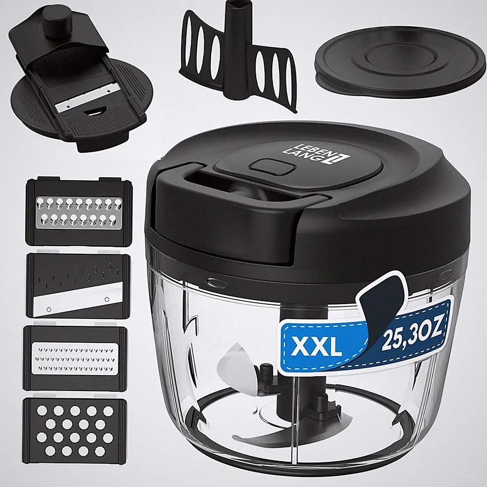 Manual Food Processor and Onion Chopper with Pull Cord Handy