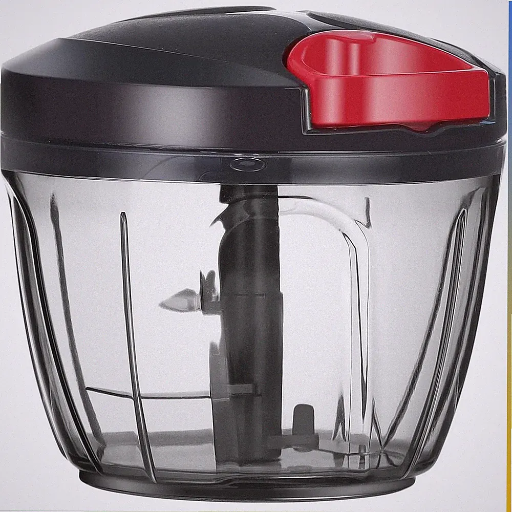 Manual Food Processor Chopper Hand Pull Garlic Onion Veggie Mincer 650ml Black