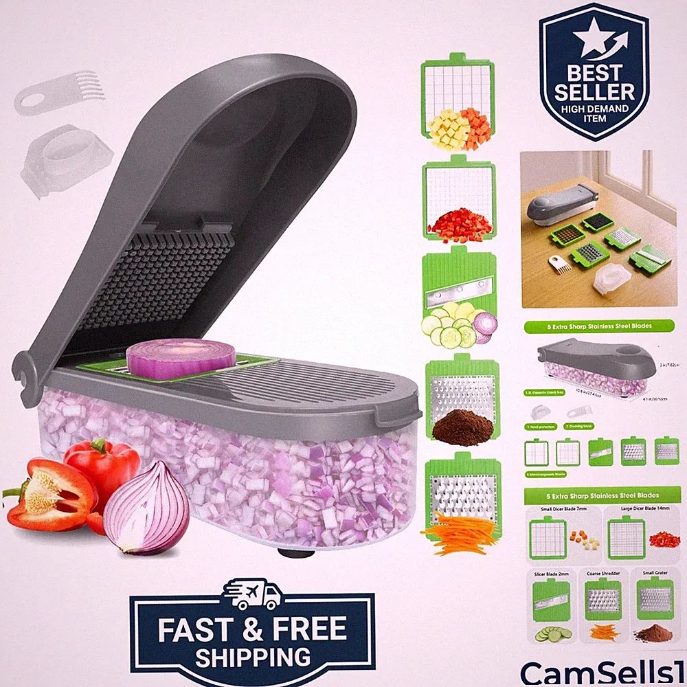 Manual Food Processor Large Vegetable Chopper, 1003ML Pull String Chopper Gar...