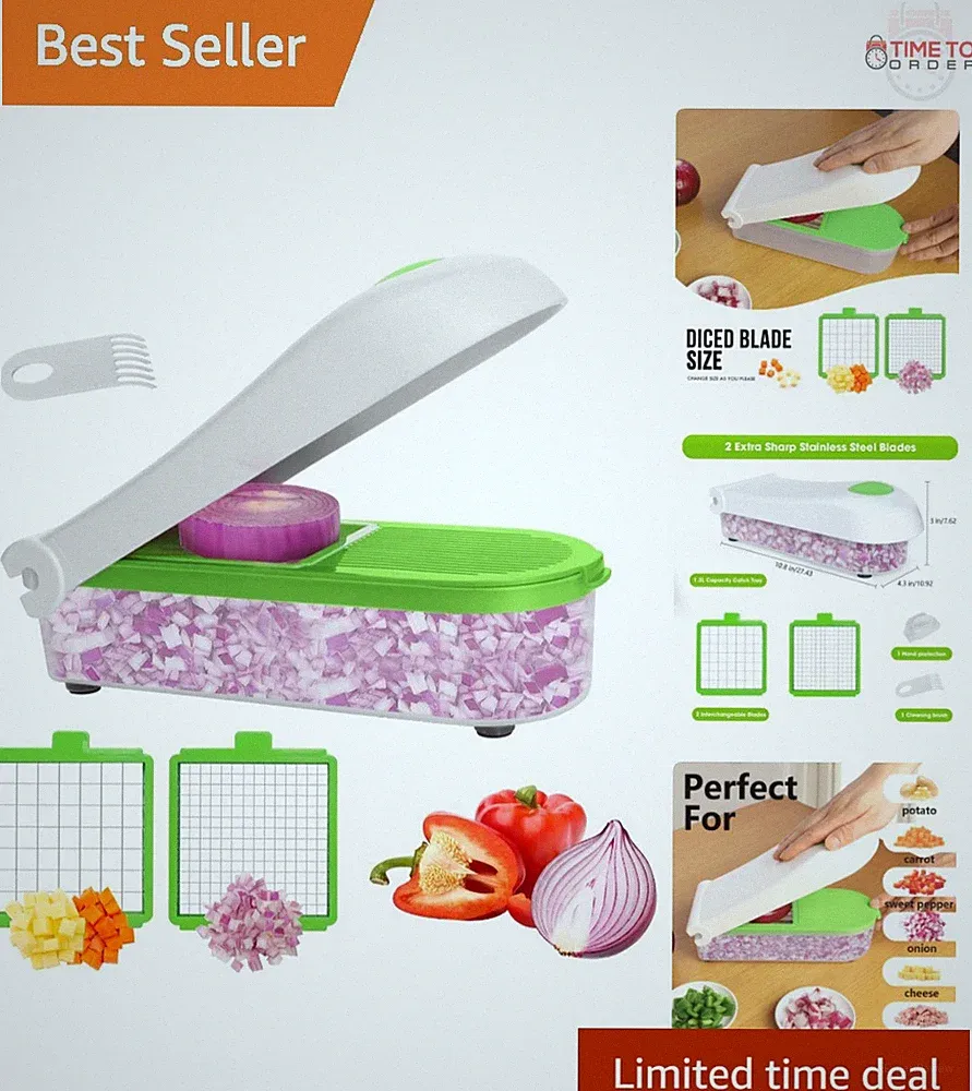 Manual Food Processor Large Vegetable Chopper 1004ML BPA Free White