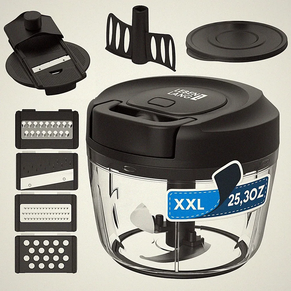 Manual Food Processor Onion Chopper 26 Oz BPA-Free Pull String Vegetable Cutter