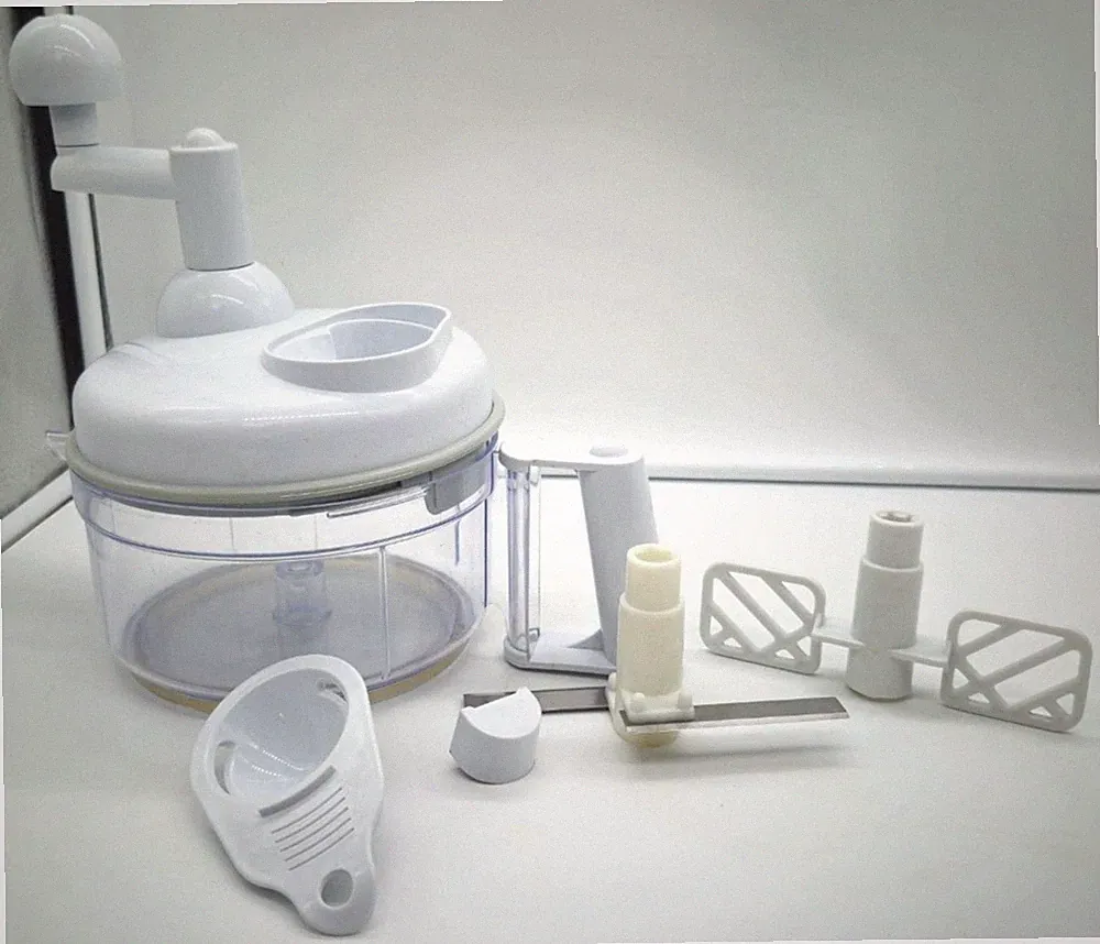 Manual Food Processor Salsa Maker Attachments Chop Mix Blend Portable Kitchen